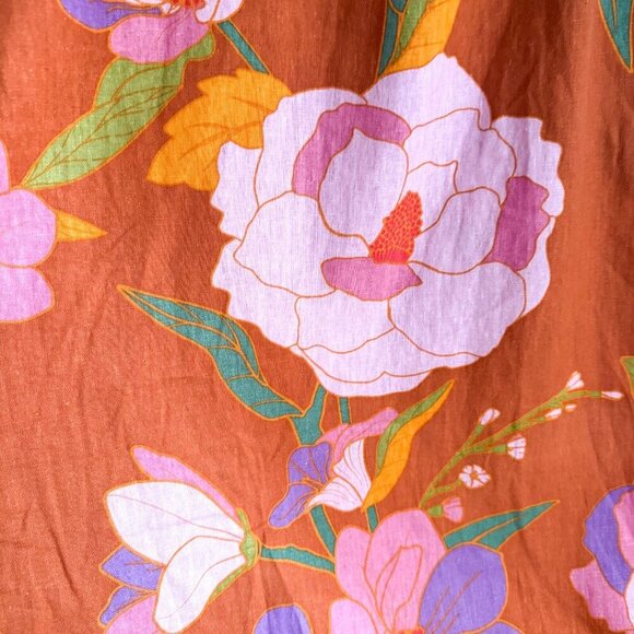 Caroline Constas Halter Dress Orange Floral Linen Blend Embroidered NWT M - Picture 8 of 10